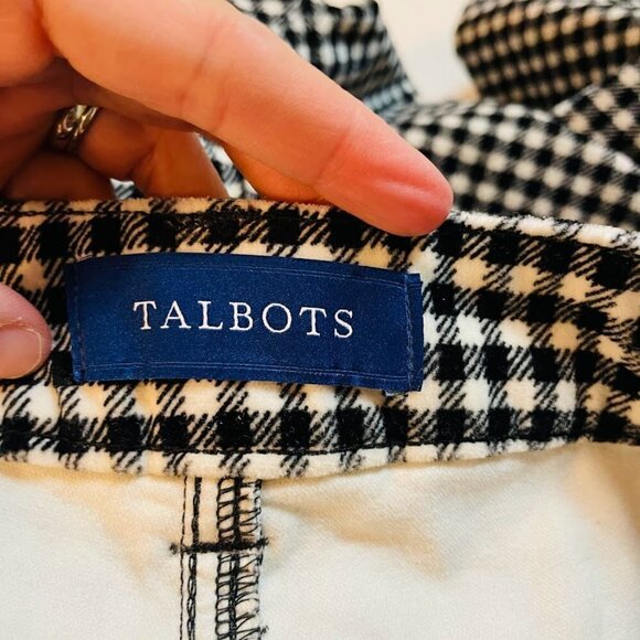 Talbots Pant Trouser Velvet High Waist Straight Leg Plaid Herringbone Winter - Picture 9 of 10